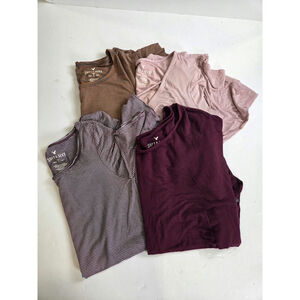 American Eagle Soft and Sexy Set of 4 shirts Striped Pink Purple Tan